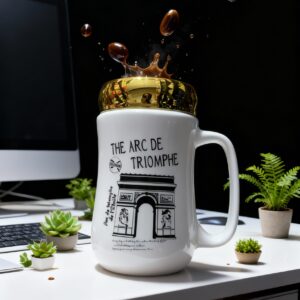 ☕ White Ceramic Coffee Mug with Golden Cap – Luxury in Every Sip ✨